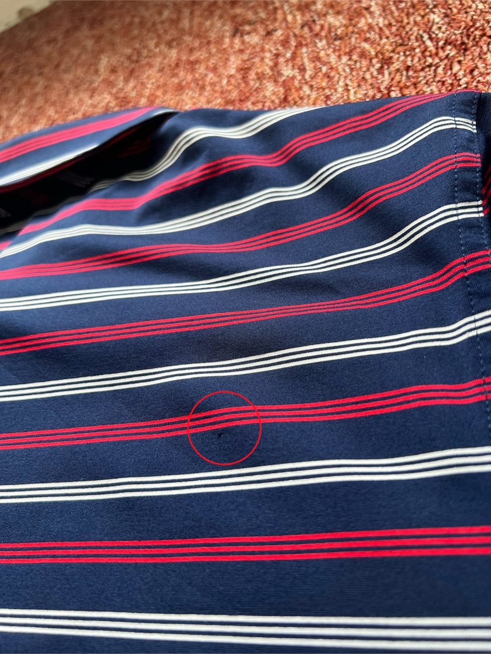 Men's Vineyard Vines Perfomance Polo Shirt: Navy with Red/white Stripes - XS - Picture 6 of 9